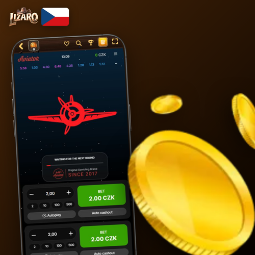 Červené letadlo stoupá s multiplikátorem 2.45x v Lizaro Casino Aviator